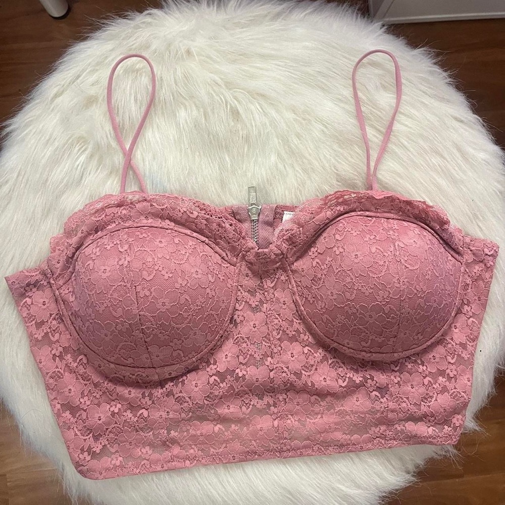 Pink lace corset top